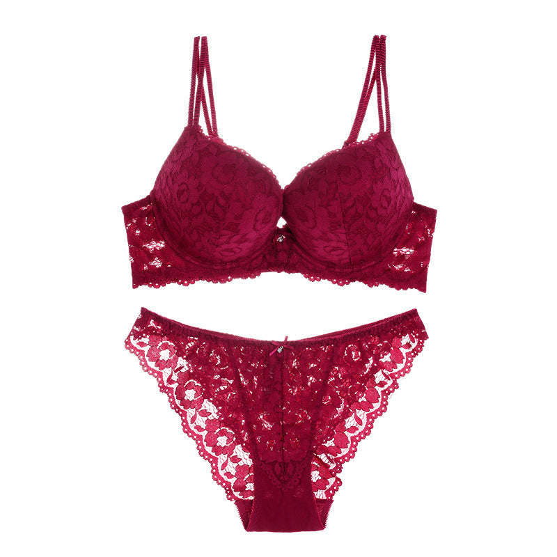 Sexy Underwire Gathered Lace Falbala Bra & Panty Sets [BRPY0046]