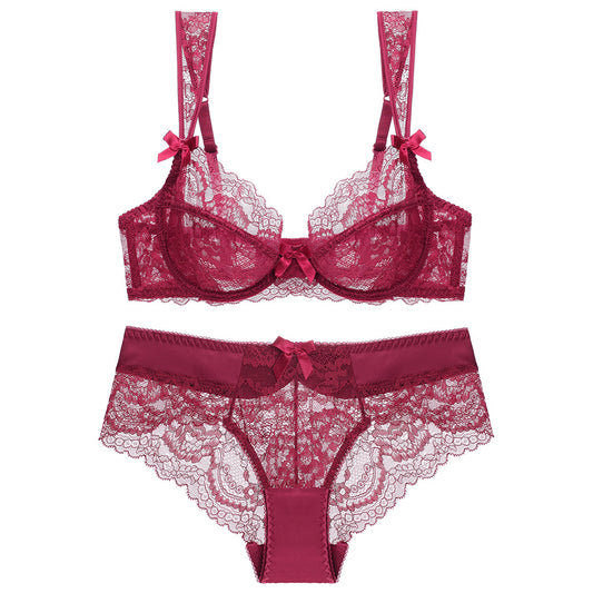 Sexy Underwire Breathable Lace Bow Bra & Panty Sets [BRPY0047]