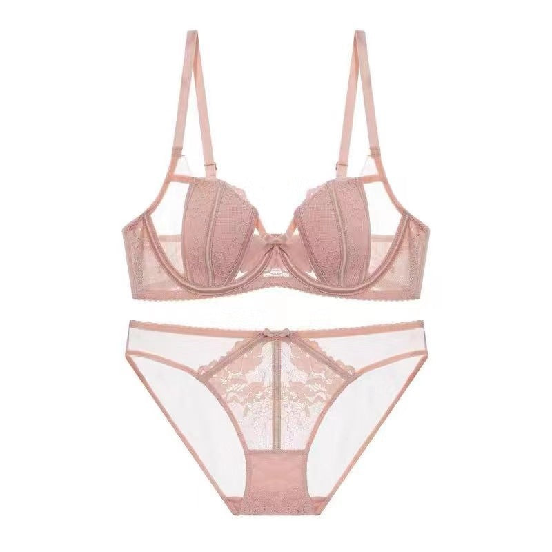 Sexy Underwire Breathable Push Up Lace Sheer Bra & Panty Sets [BRPY0051]