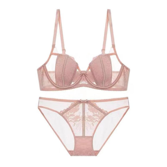 Sexy Underwire Breathable Push Up Lace Sheer Bra & Panty Sets [BRPY0051]