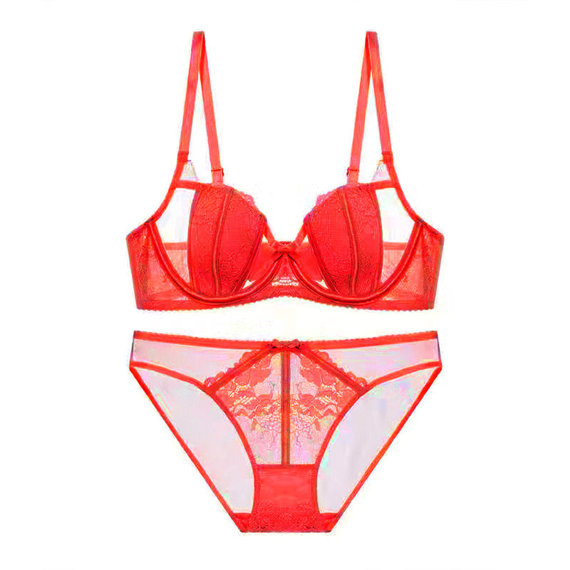 Sexy Underwire Breathable Push Up Lace Sheer Bra & Panty Sets [BRPY0051]