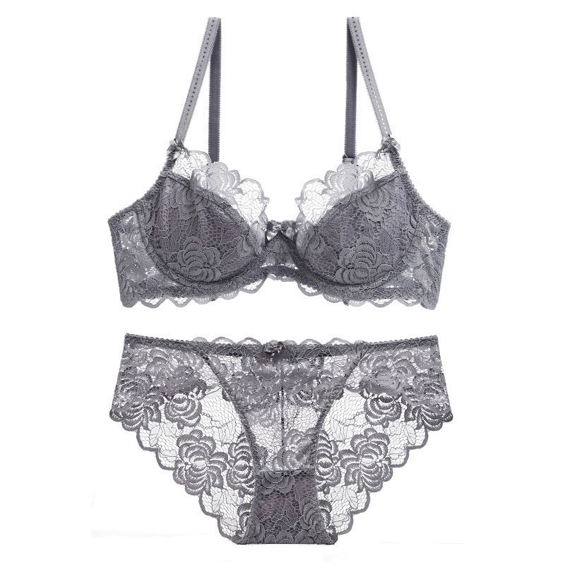 Sexy Underwire Breathable Push Up Lace Falbala Embroidery Bra & Panty Sets [BRPY0052]