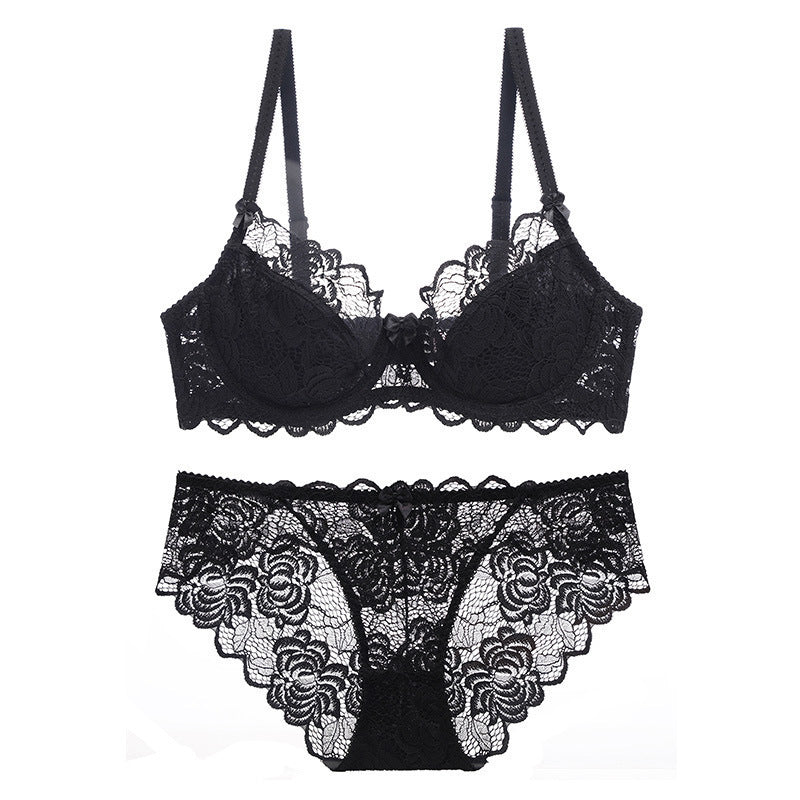 Sexy Underwire Breathable Push Up Lace Falbala Embroidery Bra & Panty Sets [BRPY0052]