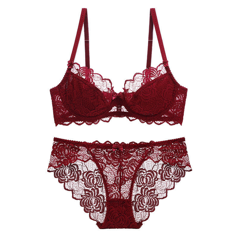 Sexy Underwire Breathable Push Up Lace Falbala Embroidery Bra & Panty Sets [BRPY0052]