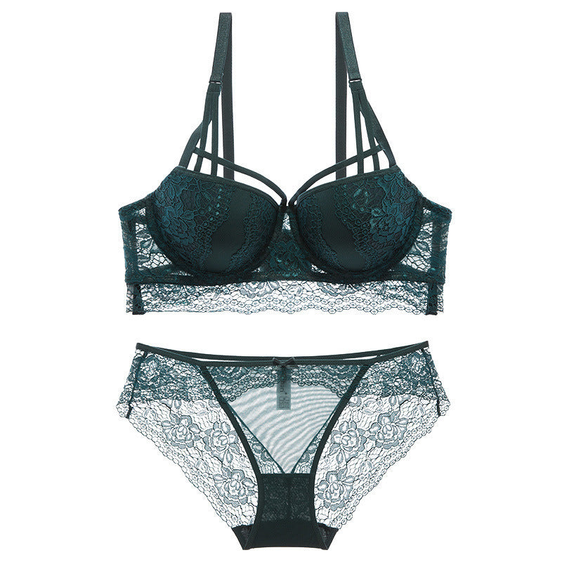 Sexy Underwire Gathered Lace Embroidery Bra & Panty Sets [BRPY0053]