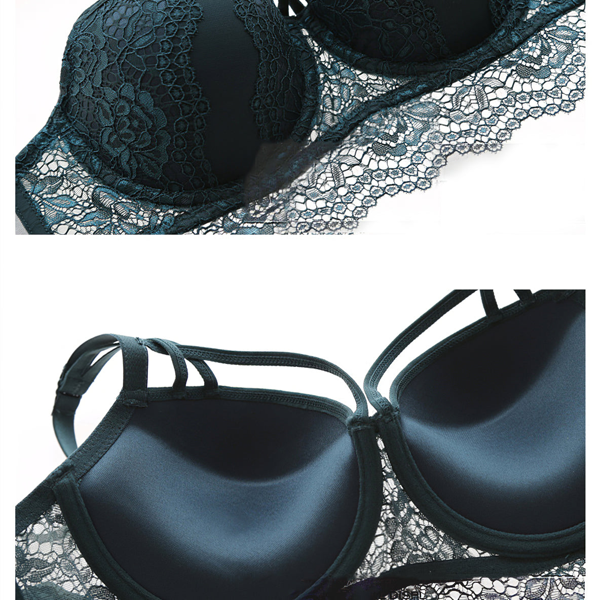 Sexy Underwire Gathered Lace Embroidery Bra & Panty Sets [BRPY0053]