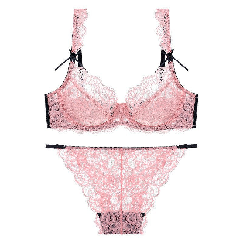 Sexy Underwire Breathable Lace Bow Falbala Bra & Panty Sets [BRPY0055]