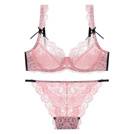 Sexy Underwire Breathable Lace Bow Falbala Bra & Panty Sets [BRPY0055]
