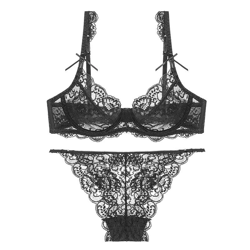 Sexy Underwire Breathable Lace Bow Falbala Bra & Panty Sets [BRPY0055]