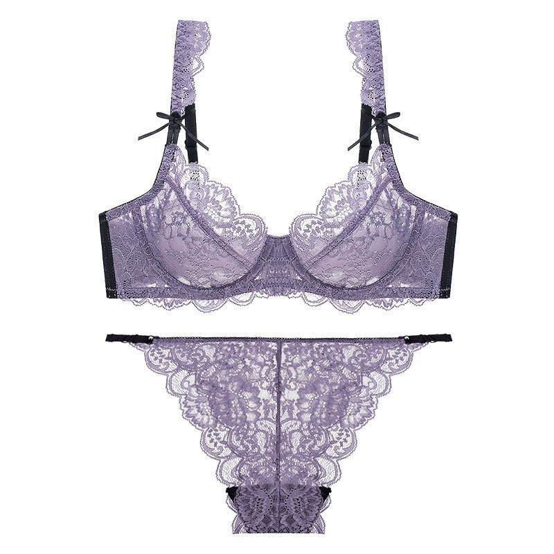 Sexy Underwire Breathable Lace Bow Falbala Bra & Panty Sets [BRPY0055]