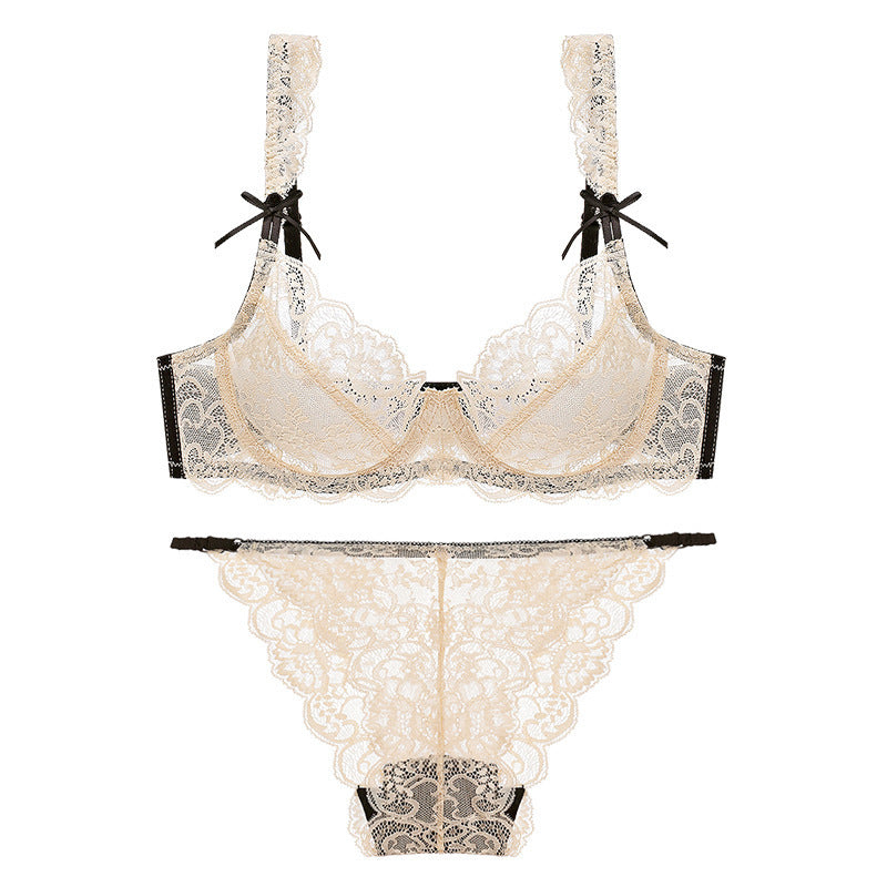 Sexy Underwire Breathable Lace Bow Falbala Bra & Panty Sets [BRPY0055]
