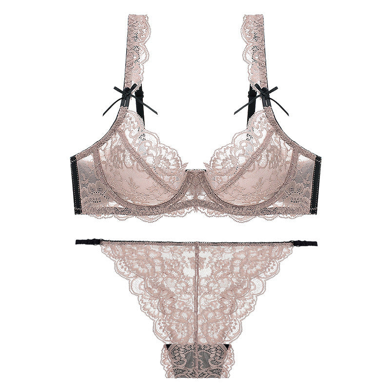 Sexy Underwire Breathable Lace Bow Falbala Bra & Panty Sets [BRPY0055]