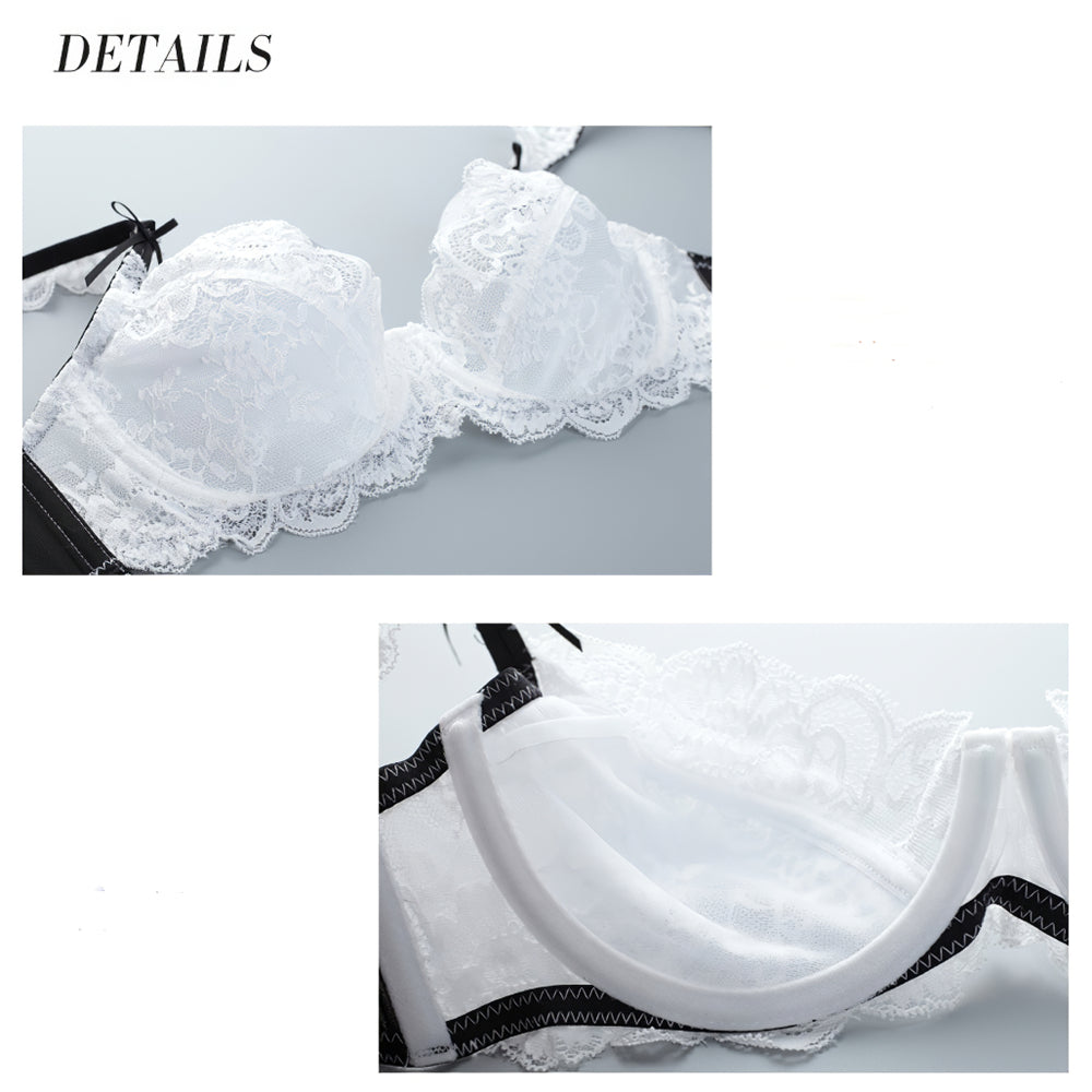 Sexy Underwire Breathable Lace Bow Falbala Bra & Panty Sets [BRPY0055]
