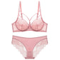 Sexy Underwire Breathable Gathered Lace Bra & Panty Sets [BRPY0057]