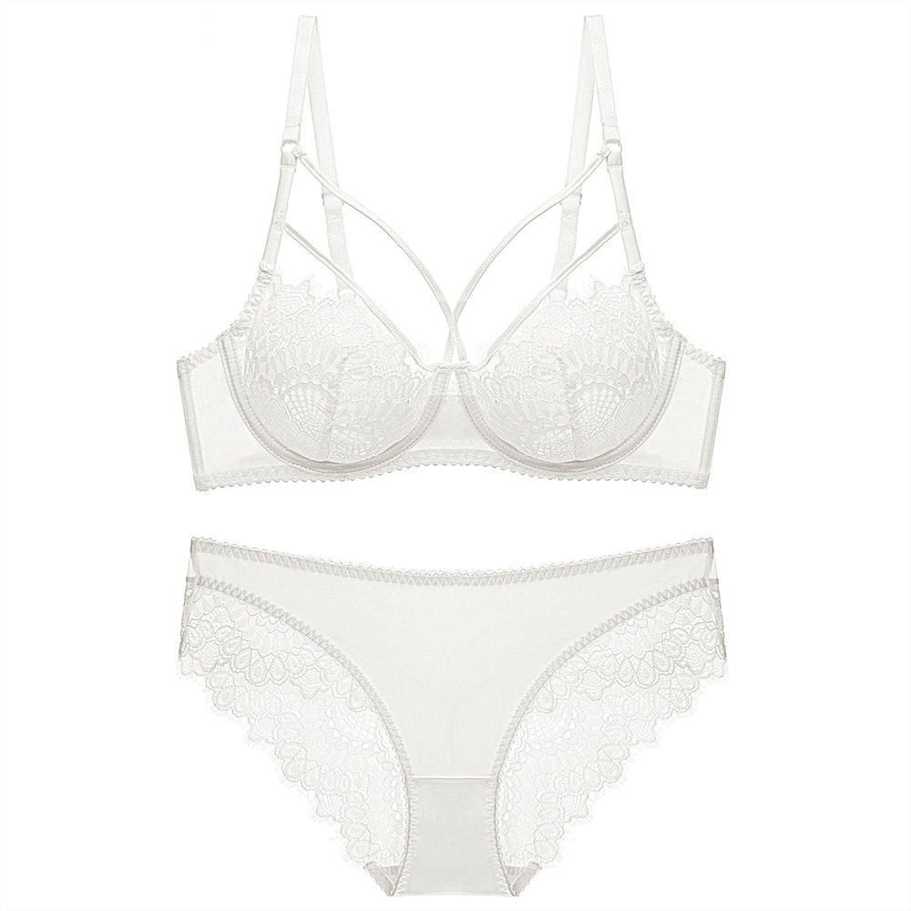 Sexy Underwire Breathable Gathered Lace Bra & Panty Sets [BRPY0057]