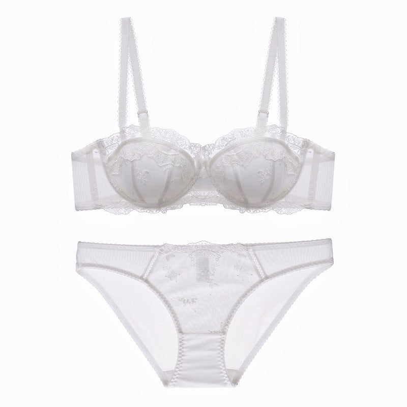 Sexy Soft Wire Gathered Lace Falbala Embroidery Bra & Panty Sets [BRPY0058]