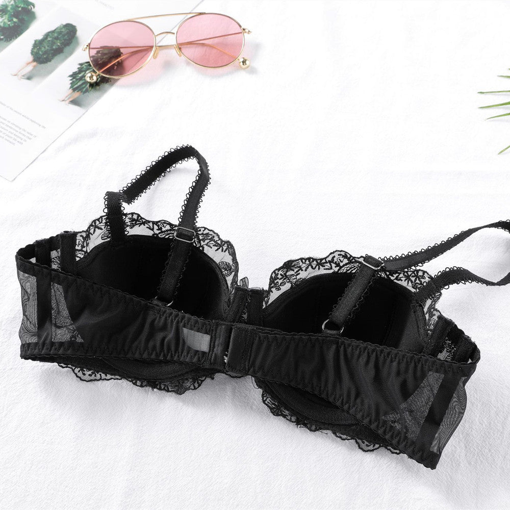 Sexy Soft Wire Gathered Lace Falbala Embroidery Bra & Panty Sets [BRPY0058]