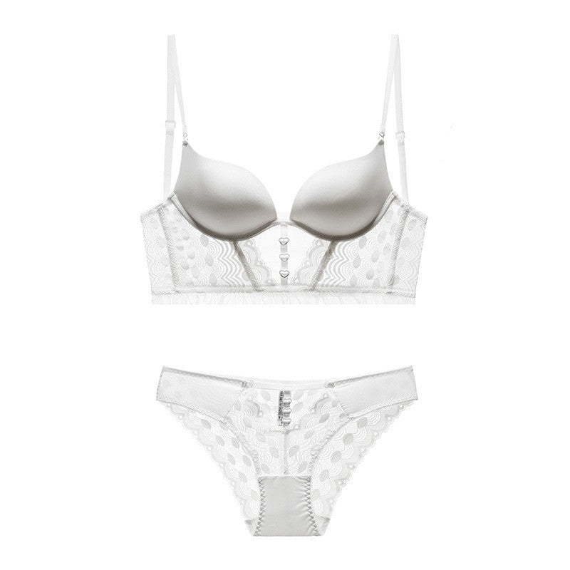 Sexy Soft Wire Gathered Lace Longline Bra & Panty Sets [BRPY0059]