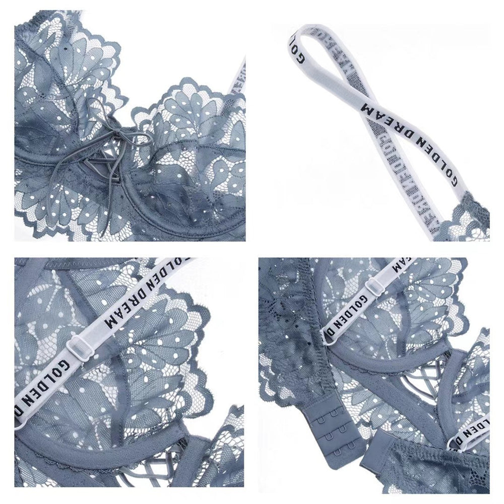 Sexy Underwire Breathable Gathered Lace Falbala Longline Bra & Panty Sets [BRPY0061]