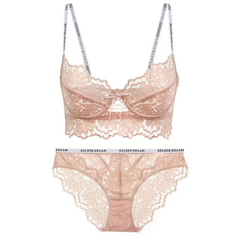 Sexy Underwire Breathable Gathered Lace Falbala Longline Bra & Panty Sets [BRPY0061]