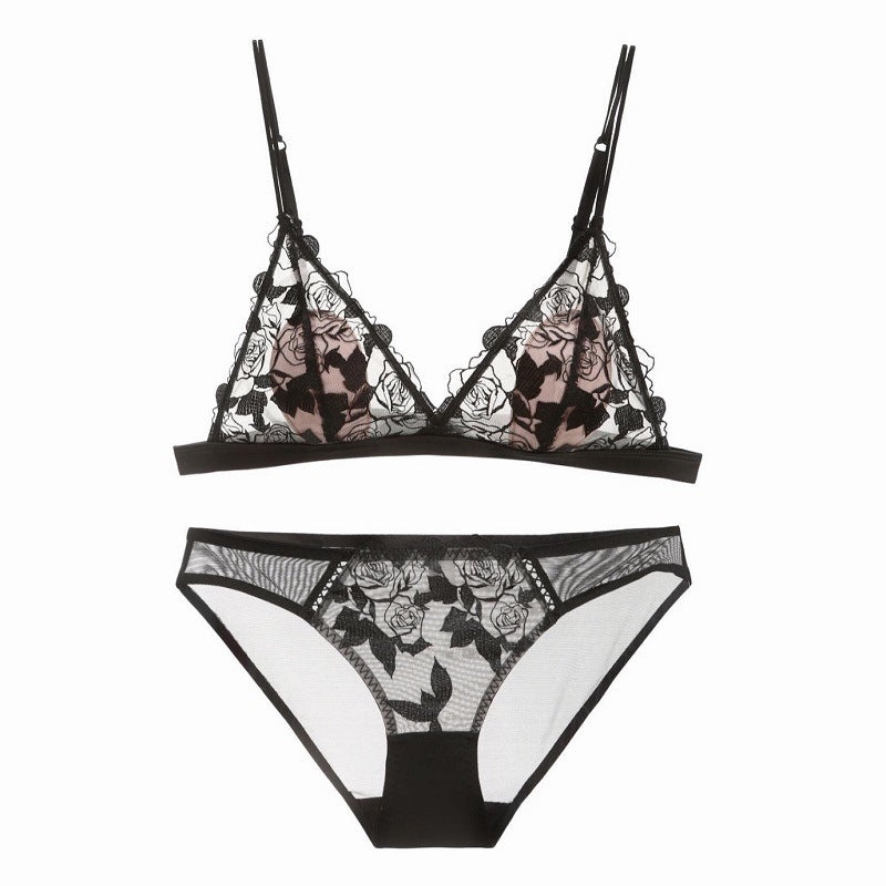 Sexy Wireless Breathable Lace Embroidery Bra & Panty Sets [BRPY0064]