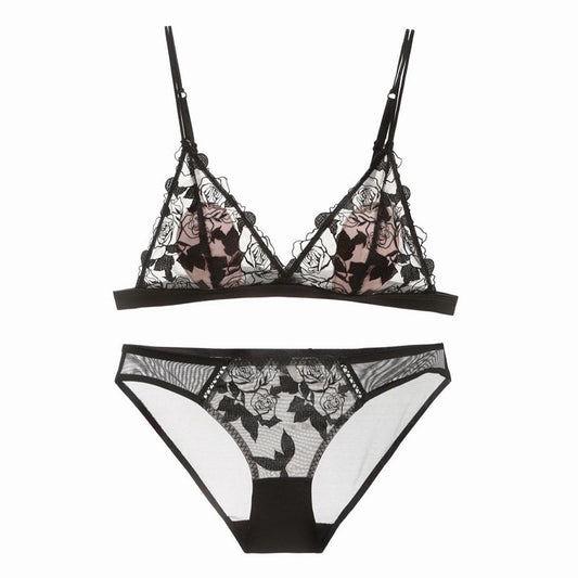 Sexy Wireless Breathable Lace Embroidery Bra & Panty Sets [BRPY0064]
