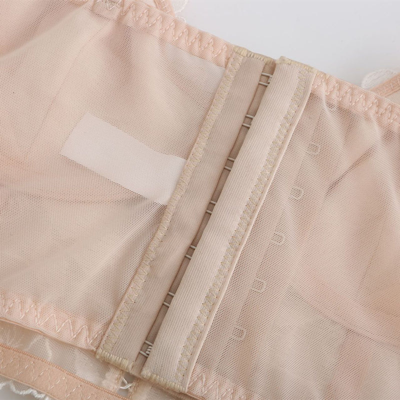 Sexy Soft Wire Gathered Lace Embroidery Longline Bra & Panty Sets [BRPY0065]