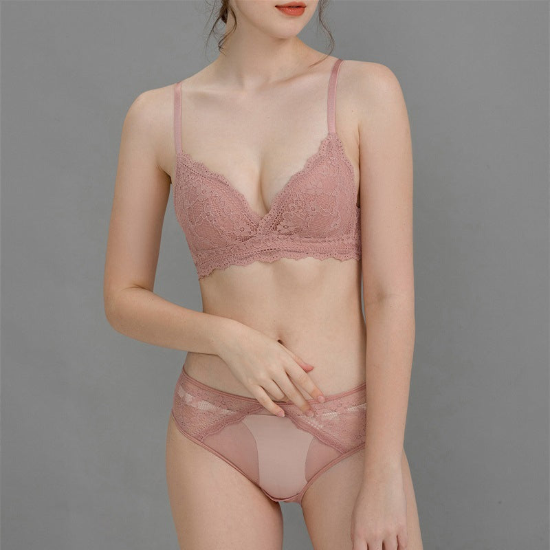 Sexy Wireless Push Up Lace Falbala Bra & Panty Sets [BRPY0068]