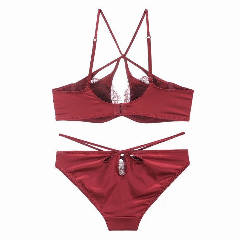 Sexy Soft Wire Seamless Hollow out Lace Up Bra & Panty Sets [BRPY0070]