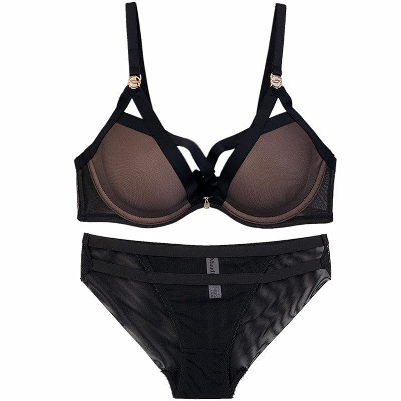 Sexy Underwire Gathered Lace Up Bra & Panty Sets [BRPY0074]