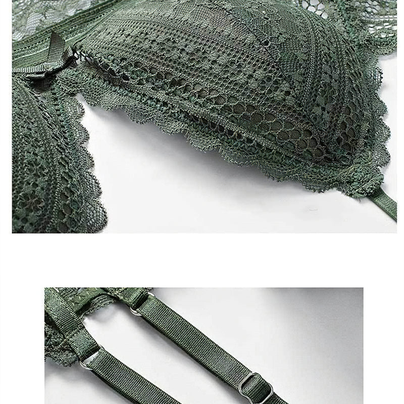 Sexy Wireless Breathable Lace Longline Bra & Panty Sets [BRPY0075]