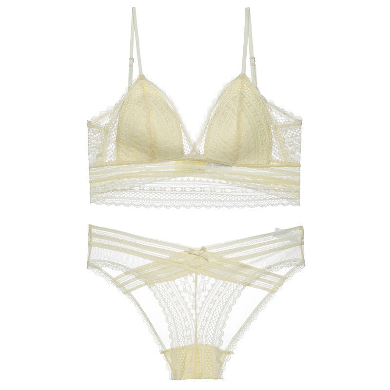 Sexy Wireless Breathable Lace Longline Bra & Panty Sets [BRPY0075]