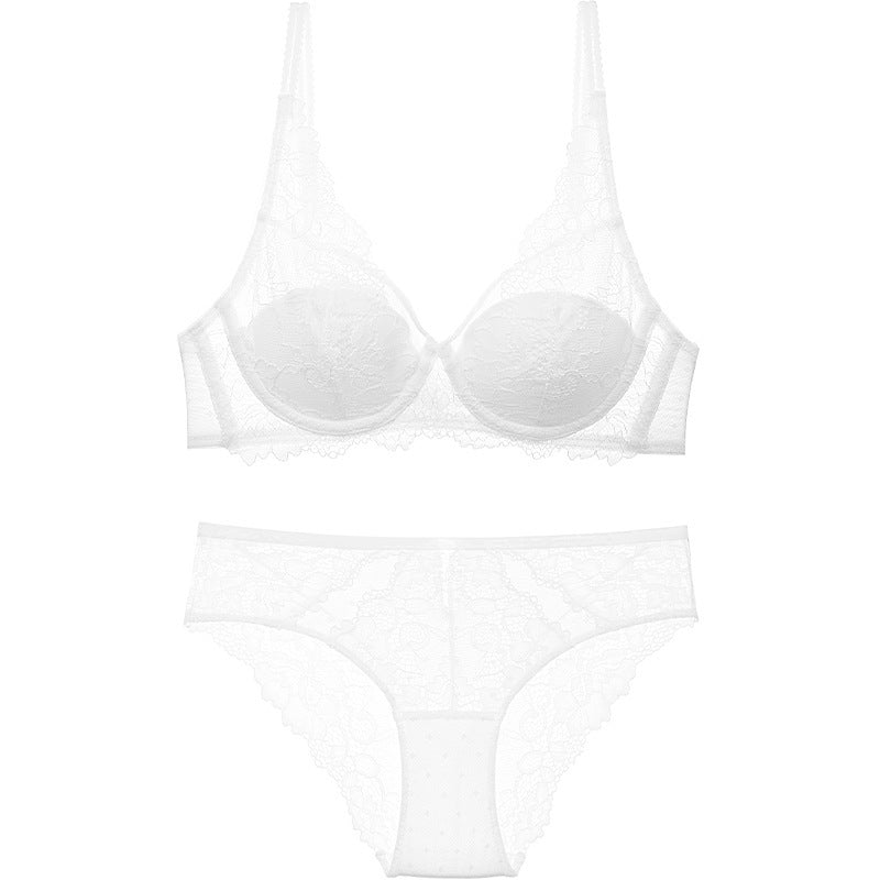 Sexy Underwire Gathered Lace Embroidery Bra & Panty Sets [BRPY0081]