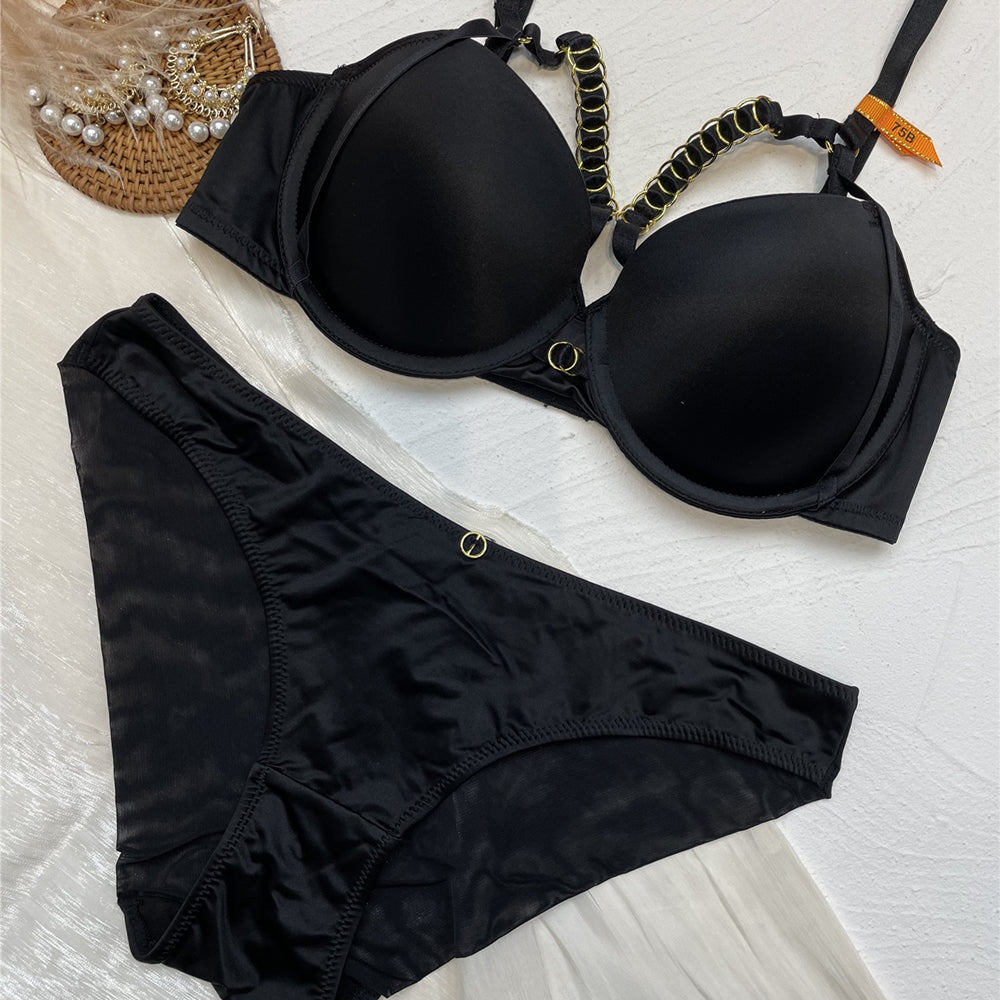 Sexy Underwire Gathered Lace Up Bra & Panty Sets [BRPY0083]