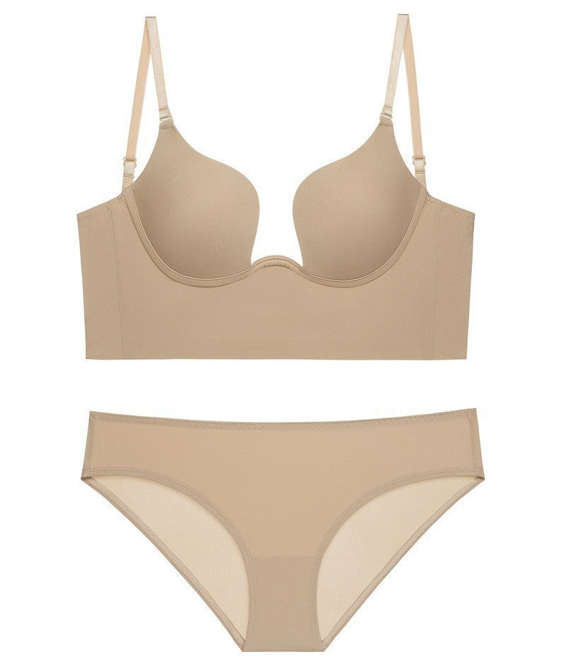 Sexy Underwire Seamless Gathered Longline Bra & Panty Sets [BRPY0086]