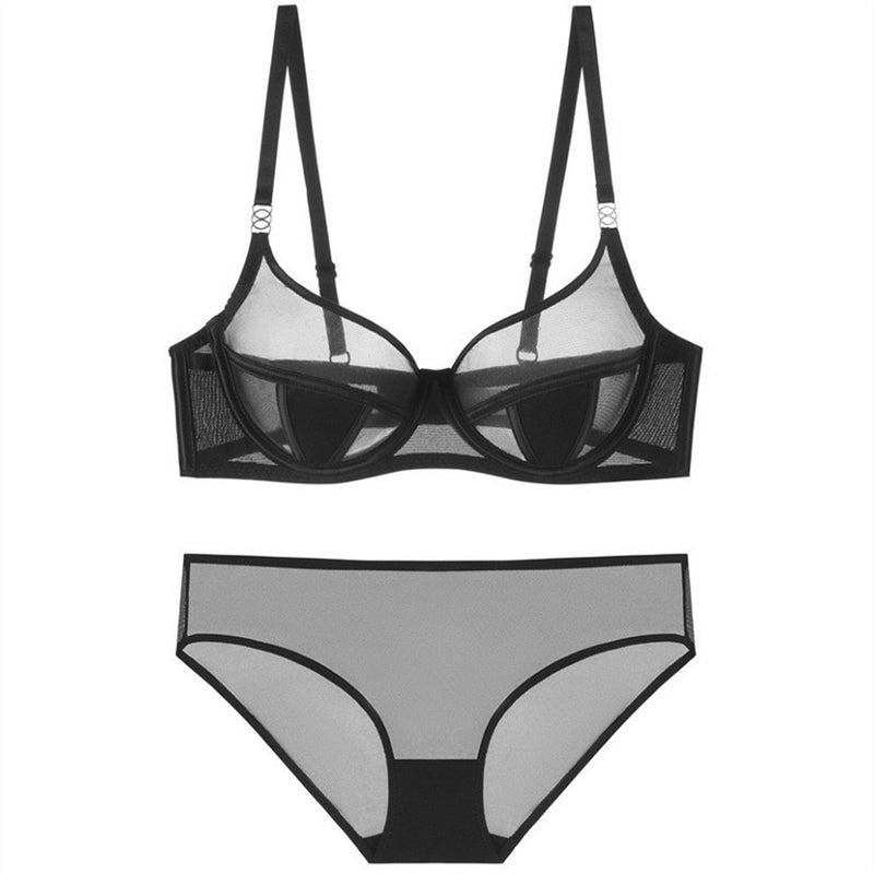 Sexy Soft Wire Breathable Lace Sheer Bra & Panty Sets [BRPY0089]