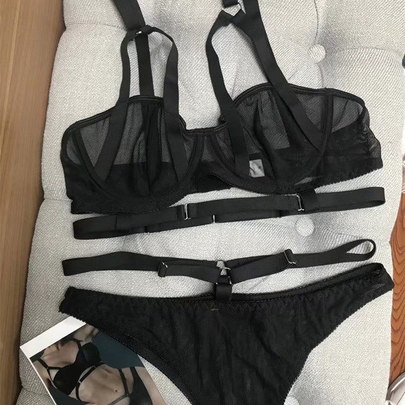 Sexy Underwire Breathable Lace Up Bra & Panty Sets [BRPY0091]