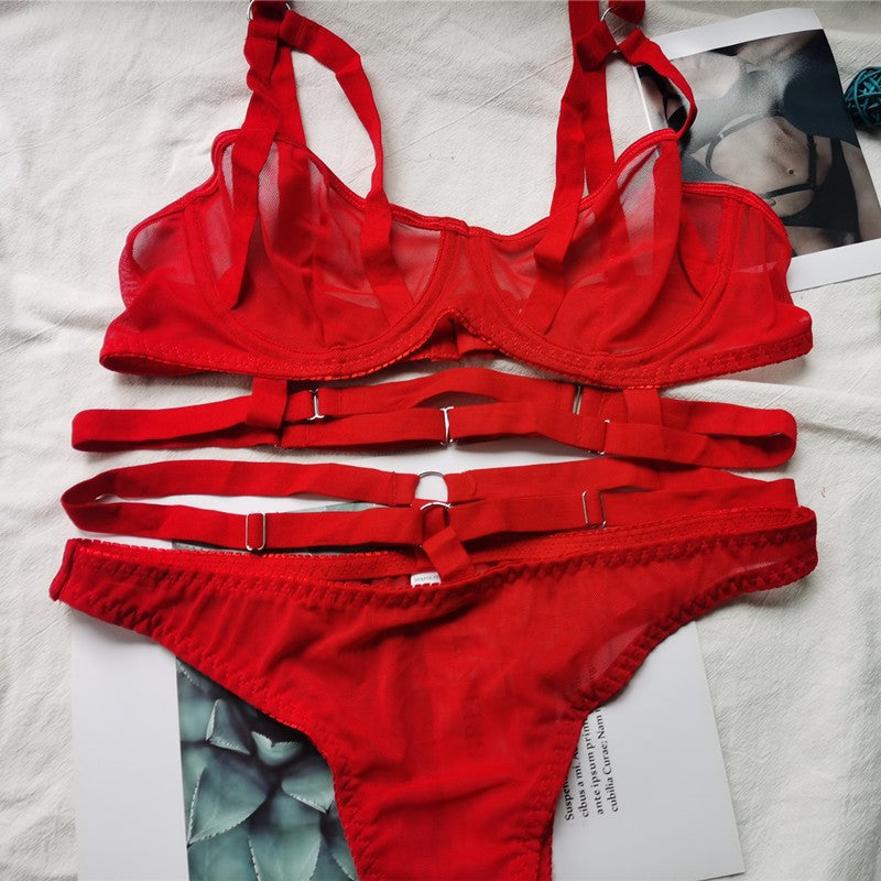 Sexy Underwire Breathable Lace Up Bra & Panty Sets [BRPY0091]