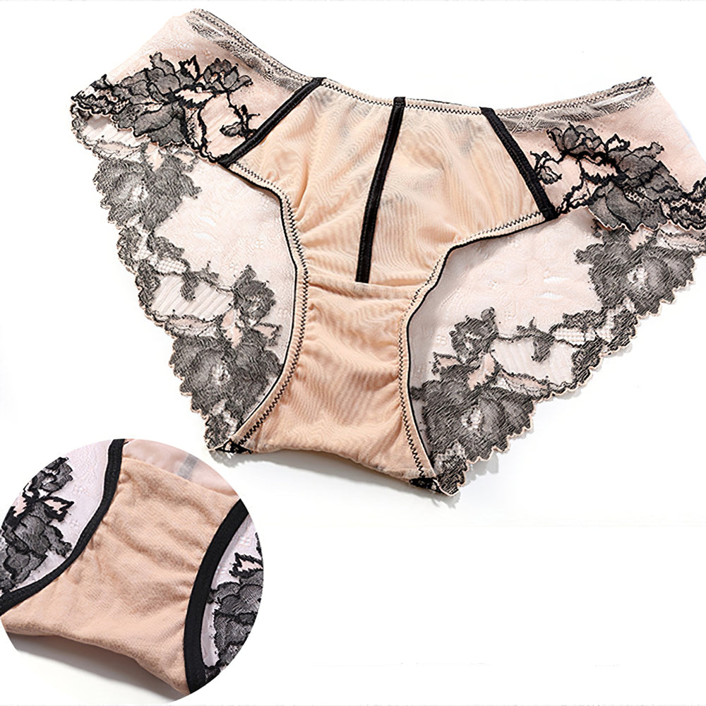 Sexy Soft Wire Gathered Lace Embroidery Bra & Panty Sets [BRPY0092]