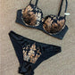 Sexy Underwire Gathered Lace Embroidery Bra & Panty Sets [BRPY0094]