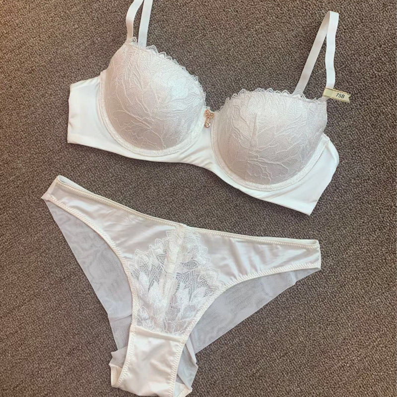 Sexy Underwire Gathered Lace Embroidery Bra & Panty Sets [BRPY0094]