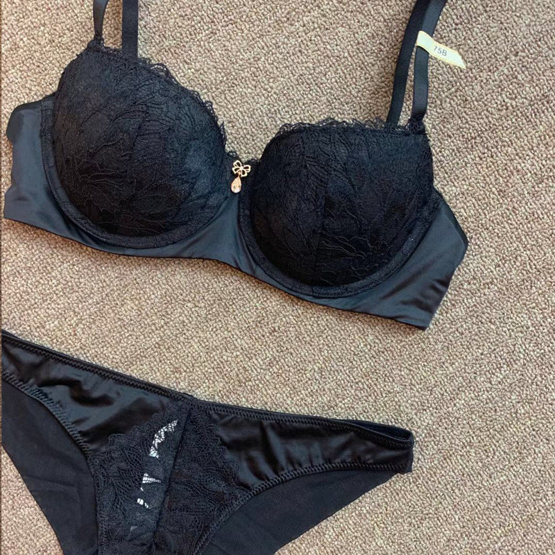 Sexy Underwire Gathered Lace Embroidery Bra & Panty Sets [BRPY0094]
