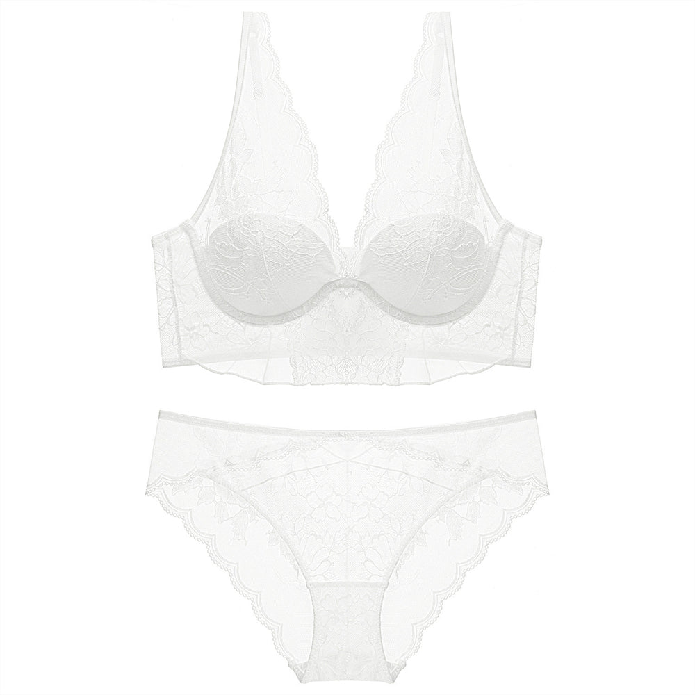 Sexy Underwire Gathered Lace Falbala Bra & Panty Sets [BRPY0096]