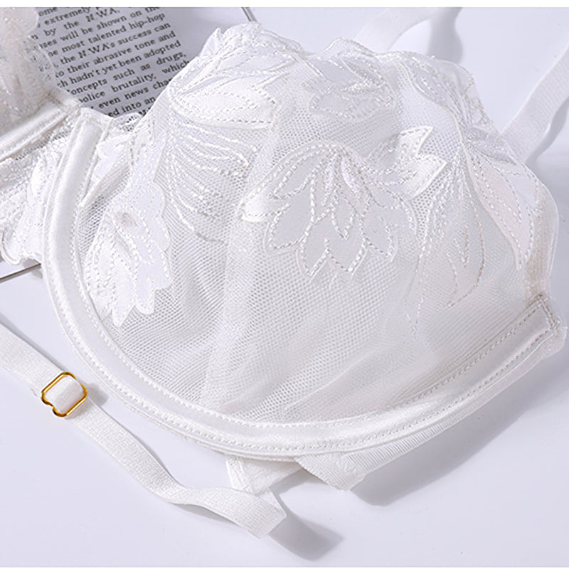 Sexy Underwire Gathered Lace Embroidery Bra & Panty Sets [BRPY0102]