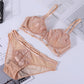 Sexy Underwire Gathered Lace Embroidery Bra & Panty Sets [BRPY0102]