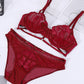 Sexy Underwire Gathered Lace Embroidery Bra & Panty Sets [BRPY0102]