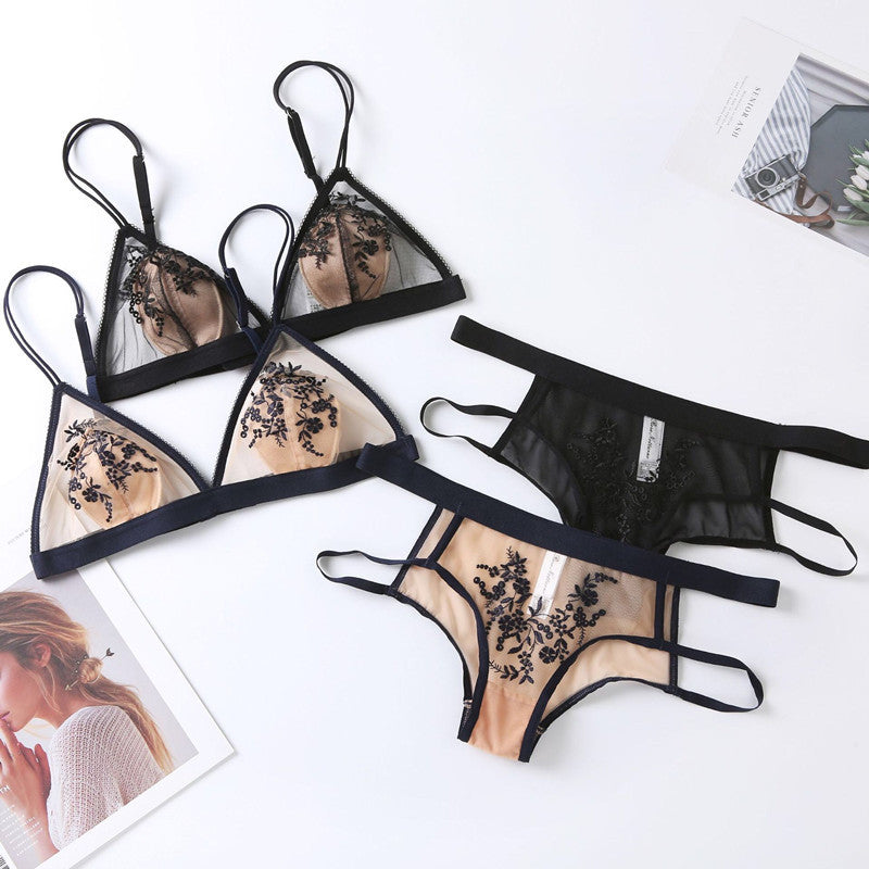 Sexy Wireless Breathable Lace Embroidery Bra & Panty Sets [BRPY0104]