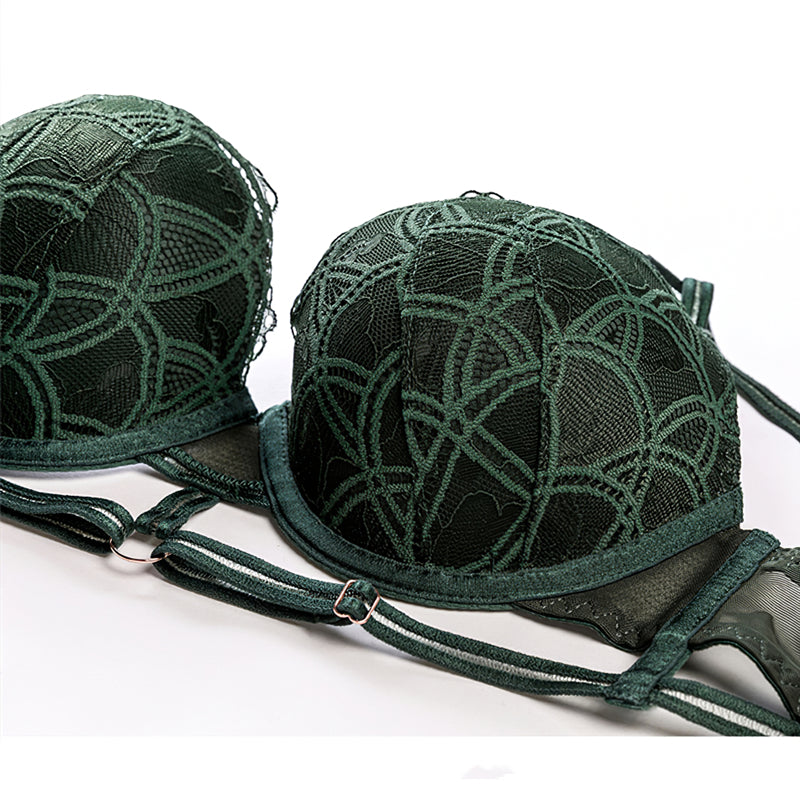 Sexy Soft Wire Gathered Lace Embroidery Bra & Panty Sets [BRPY0105]