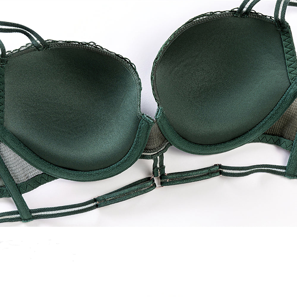 Sexy Soft Wire Gathered Lace Embroidery Bra & Panty Sets [BRPY0105]