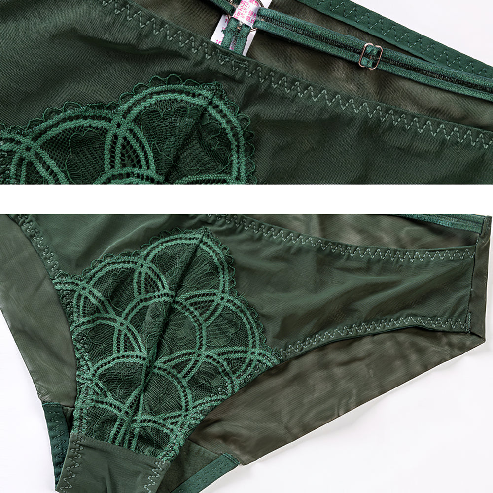 Sexy Soft Wire Gathered Lace Embroidery Bra & Panty Sets [BRPY0105]